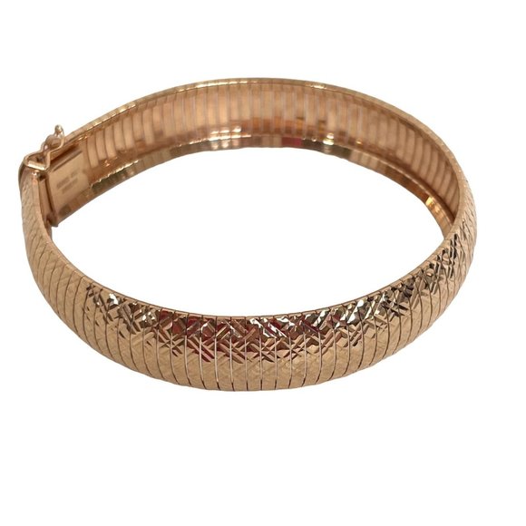 Bronze Italy Dyadema Fashion Bangle Bracelet Rose Gold Color 7.75” x.25” Bends - Picture 5 of 13